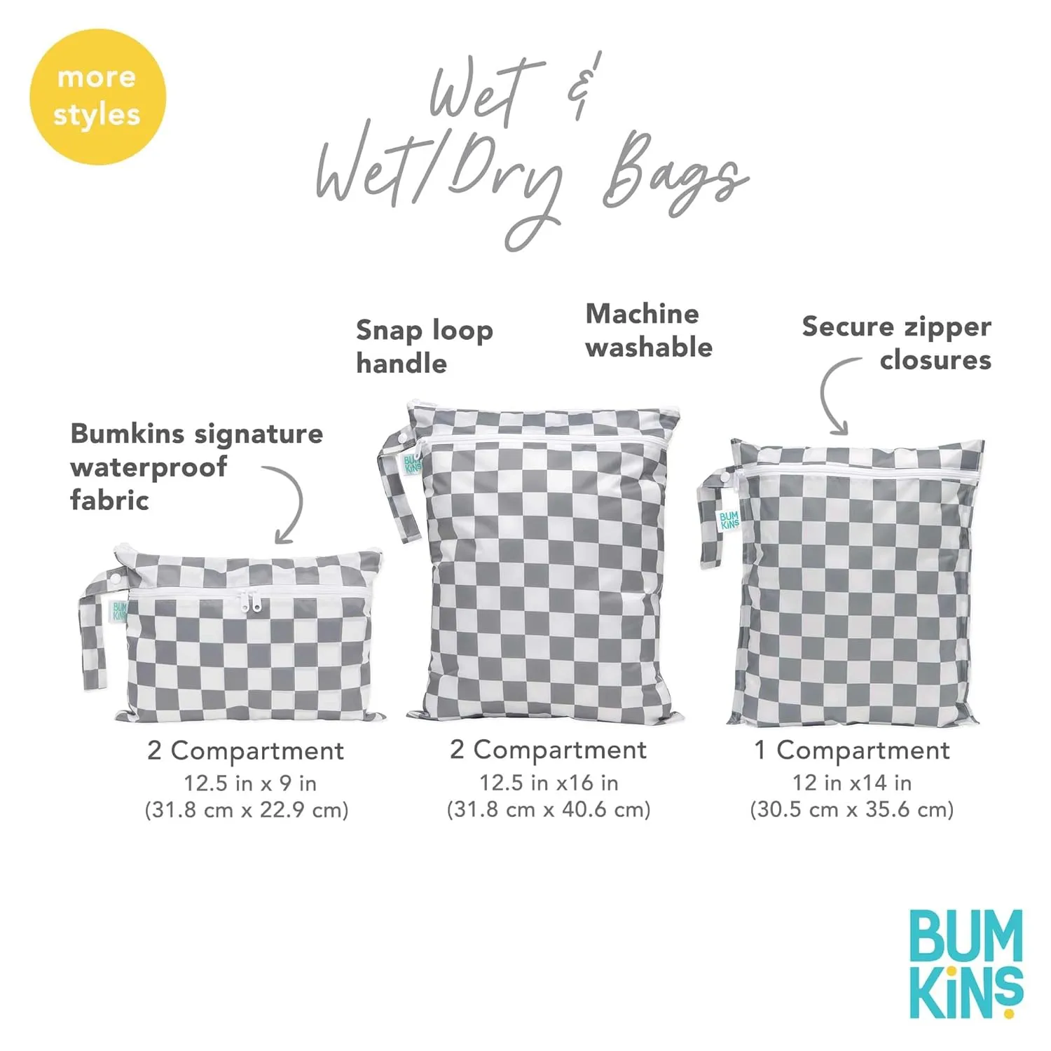 Bumkins Waterproof Wet Bag for Baby, Travel, Swim Suit, Cloth Diapers, Pump Parts, Pool, Beach, Gym Clothes, Toiletry, Hook to Stroller, Daycare, Zipper Reusable Wetdry Packing, Starry Cactus Dk Green