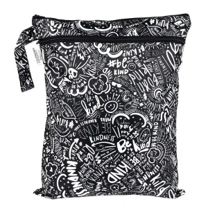 Bumkins Waterproof Wet Dry Bag for Baby, Travel, Swim Suit, Cloth Diapers, Pump Parts, Pool, Beach, Gym Clothes, Toiletry, Hook to Stroller, Daycare, Zipper Reusable Wetdry Packing Pouch, Be Kind