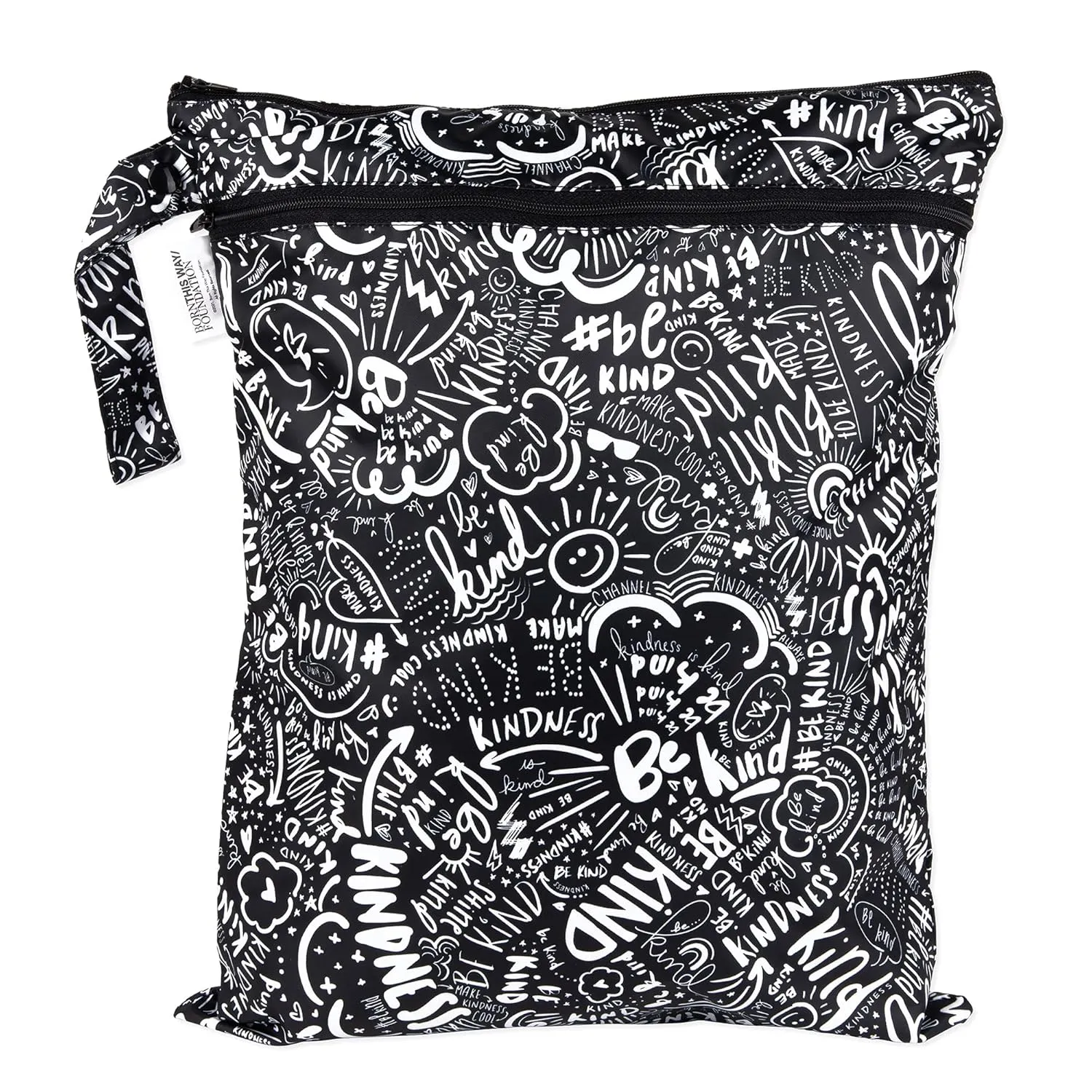 Bumkins Waterproof Wet Dry Bag for Baby, Travel, Swim Suit, Cloth Diapers, Pump Parts, Pool, Beach, Gym Clothes, Toiletry, Hook to Stroller, Daycare, Zipper Reusable Wetdry Packing Pouch, Be Kind