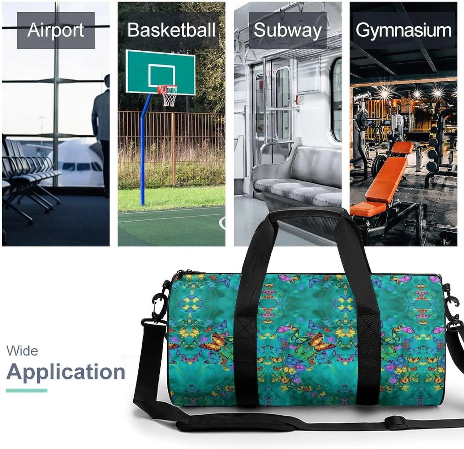 Butter-flys Duffelbag Utility Bags Cylindrical Duffelbags Easy Carry Satchels Gym Bag Travel Handbag Sports Duffel Bags 17.7in/9in/9in