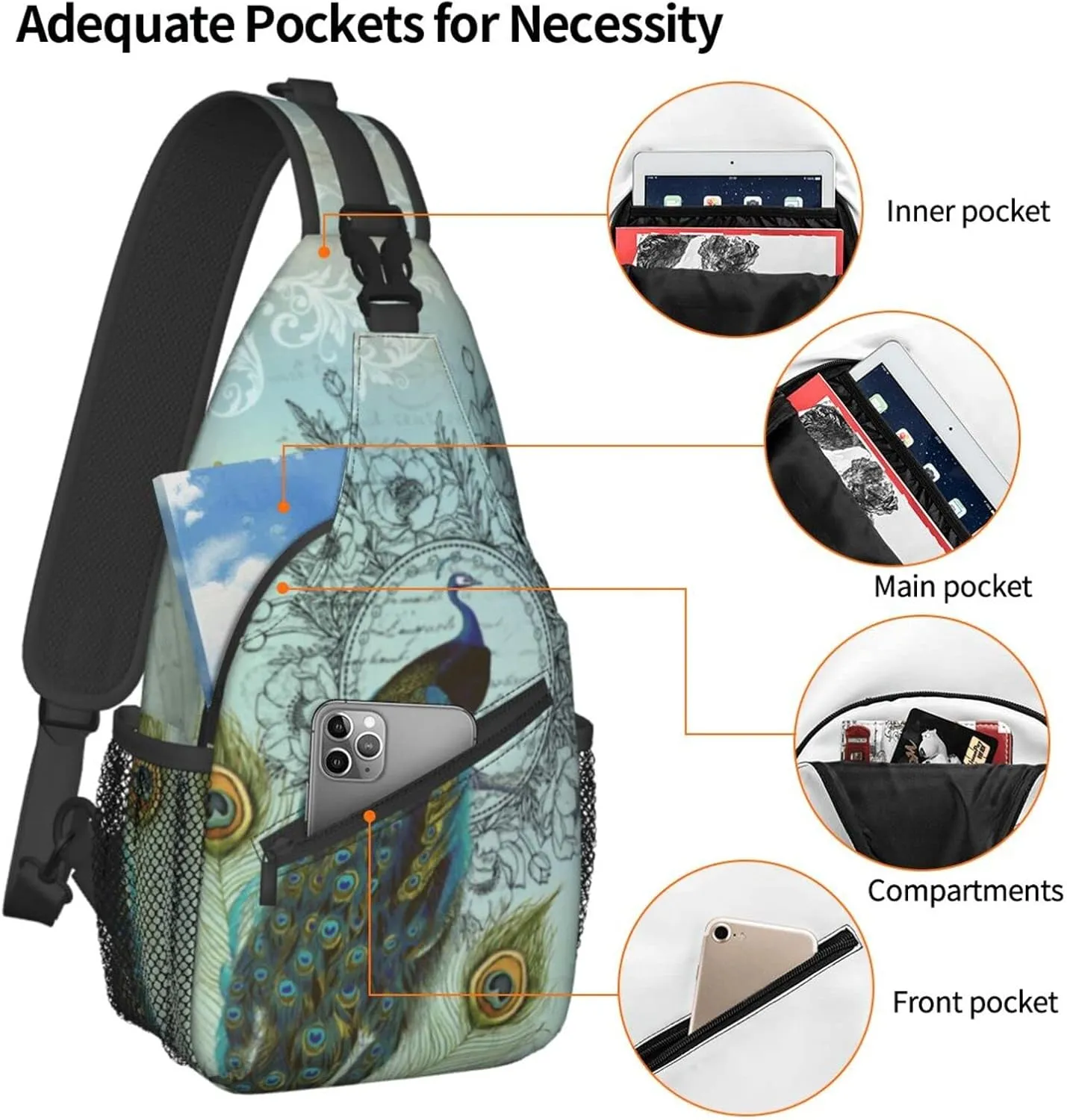 Butterflies Sling Bag Crossbody Sling Backpack for Women Men Travel Hiking Daypack Chest Shoulder Bag
