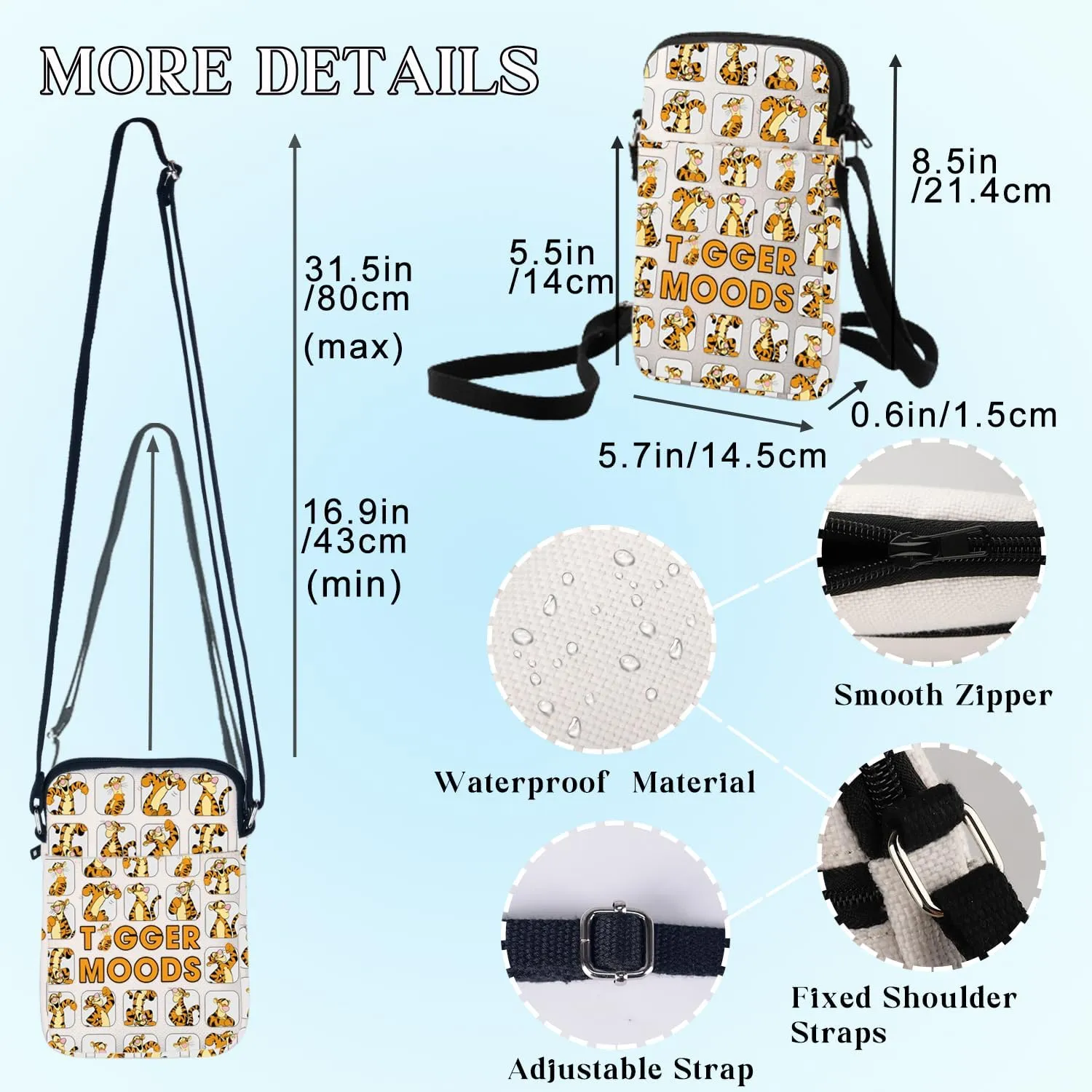BWWKTOP Funny Tiger Crossbody Bag Magic Park Gift Tigers Lover Gift TigerMoods Messenger Bag Cartoon Merchandise