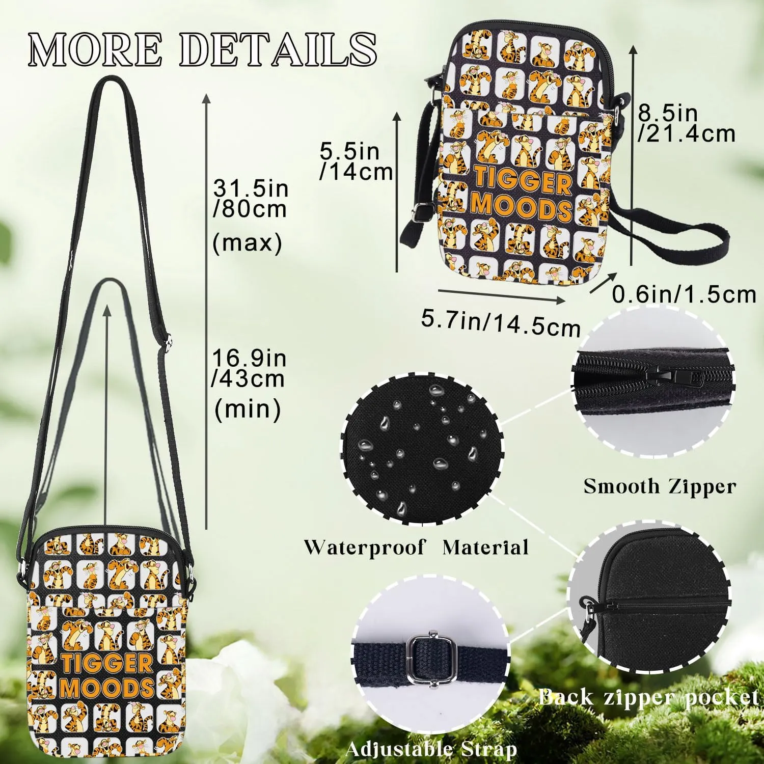 BWWKTOP Funny Tiger Crossbody Bag Magic Park Gift Tigers Lover Gift TigerMoods Messenger Bag Cartoon Merchandise