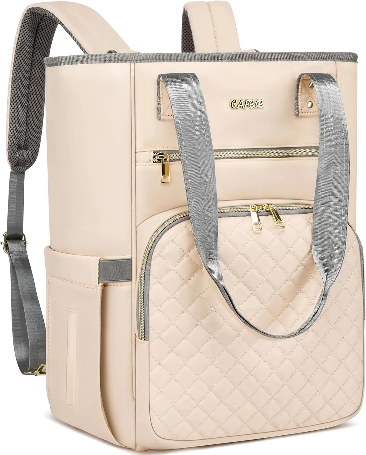 CAFELE Laptop Backpack,Wide Open Travel Backpack Purse Convertible Business Computer Tote Daypack with USB Port,17.3 Inch Convertible Work Laptop Bag Teacher Nurse Backpack,Beige(2322H-04)