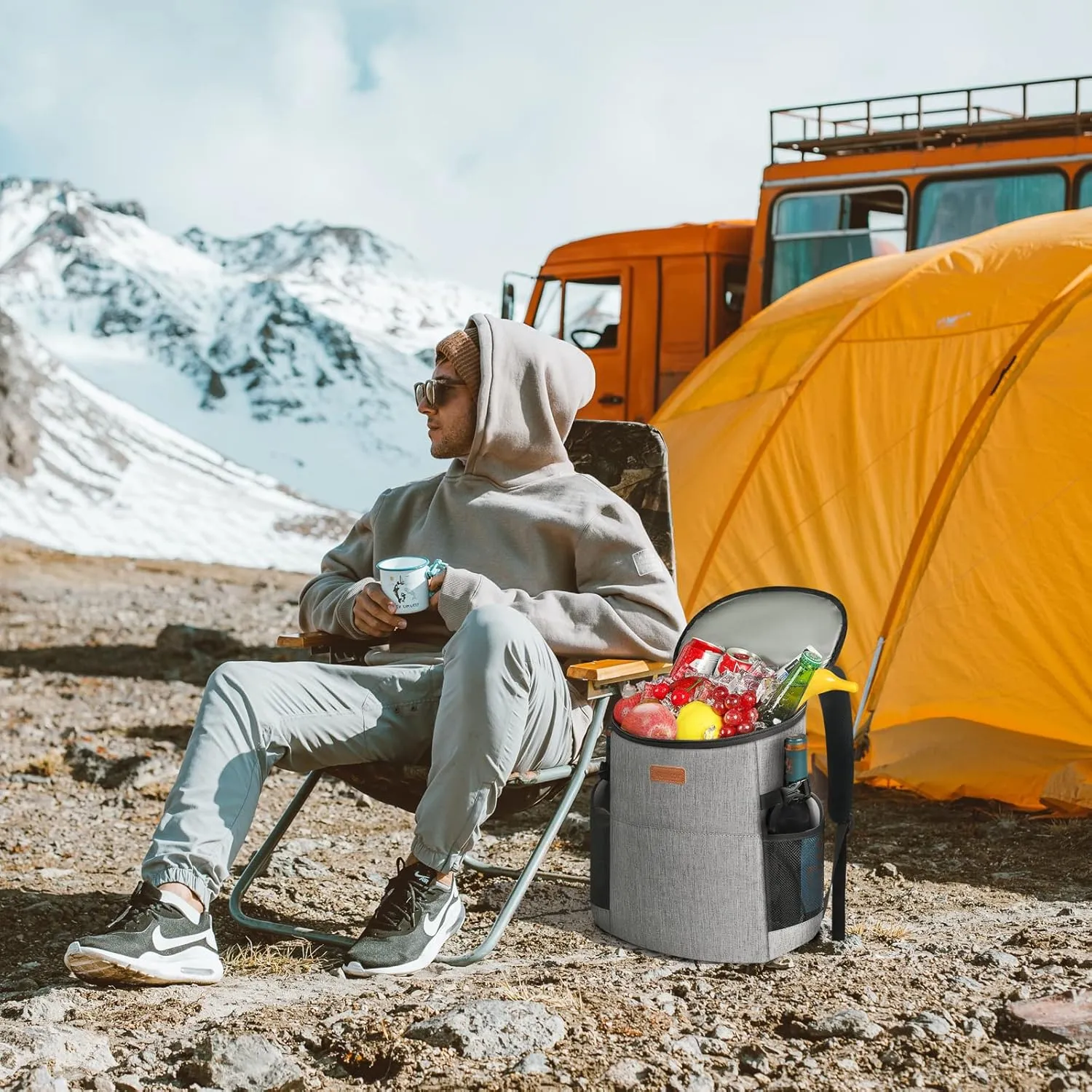 Camping Cooler Backpack 30 Cans, Soft Backpack Coolers Insulated Leak Proof Travel Cooler Bag Waterproof Lunch Picnic Beach Work Trip Thermal Bag Drink Beverage Beer Bag Cooler