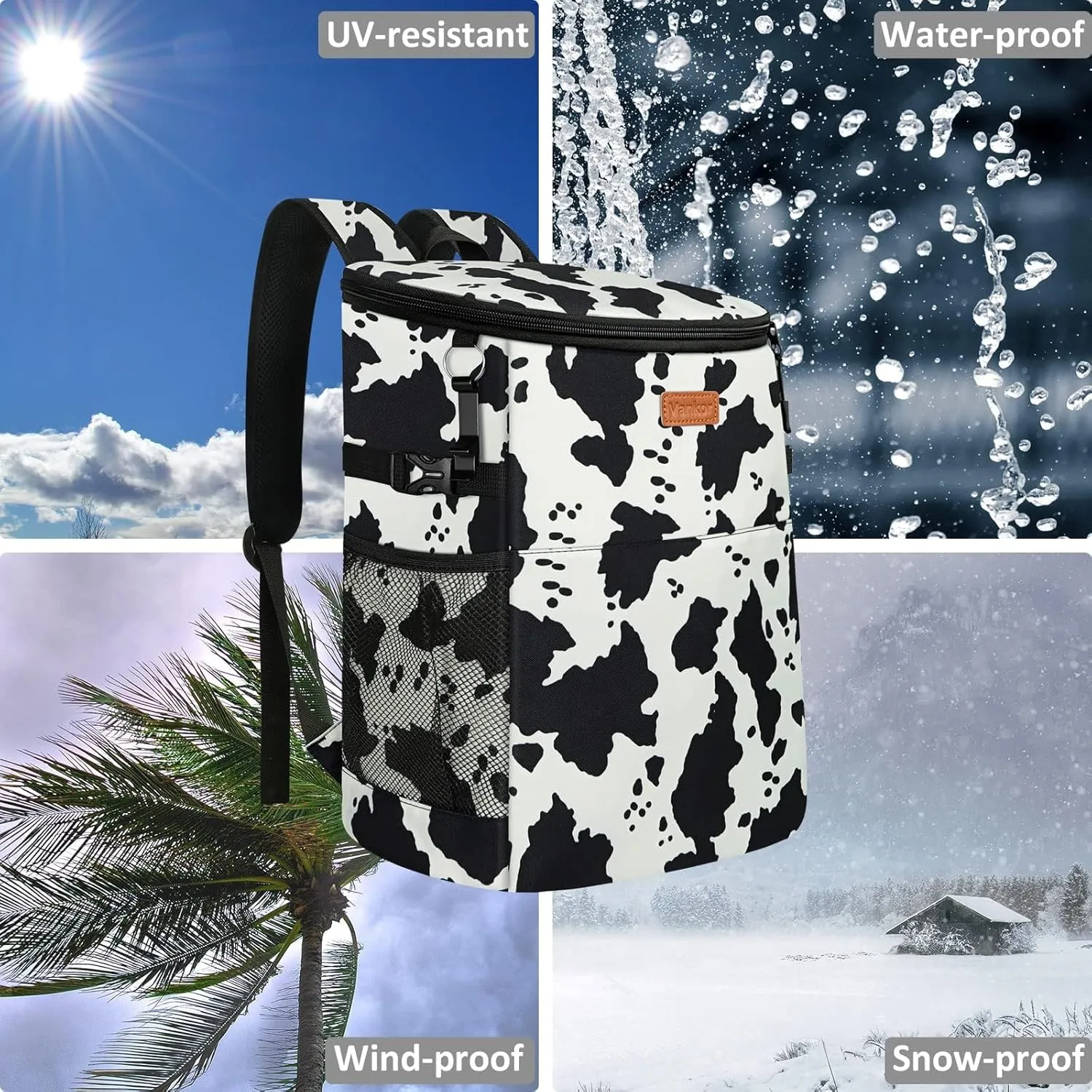 Camping Cooler Backpack 30 Cans, Soft Backpack Coolers Insulated Leak Proof Travel Cooler Bag Waterproof Lunch Picnic Beach Work Trip Thermal Bag Drink Beverage Beer Bag Cooler