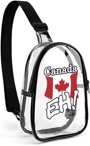 Canada Flag Eh Cute Crossbody Sling Bag Unisex Transparent Chest Bag Adjustable Strap Shoulder Bag