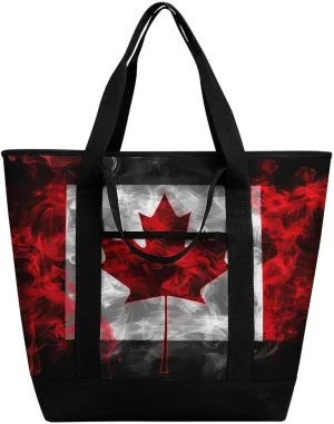 Canada Flag Shopping Bags Insulated Lunch Bag Shoulder Grocery Bags for Work Travel Beach
