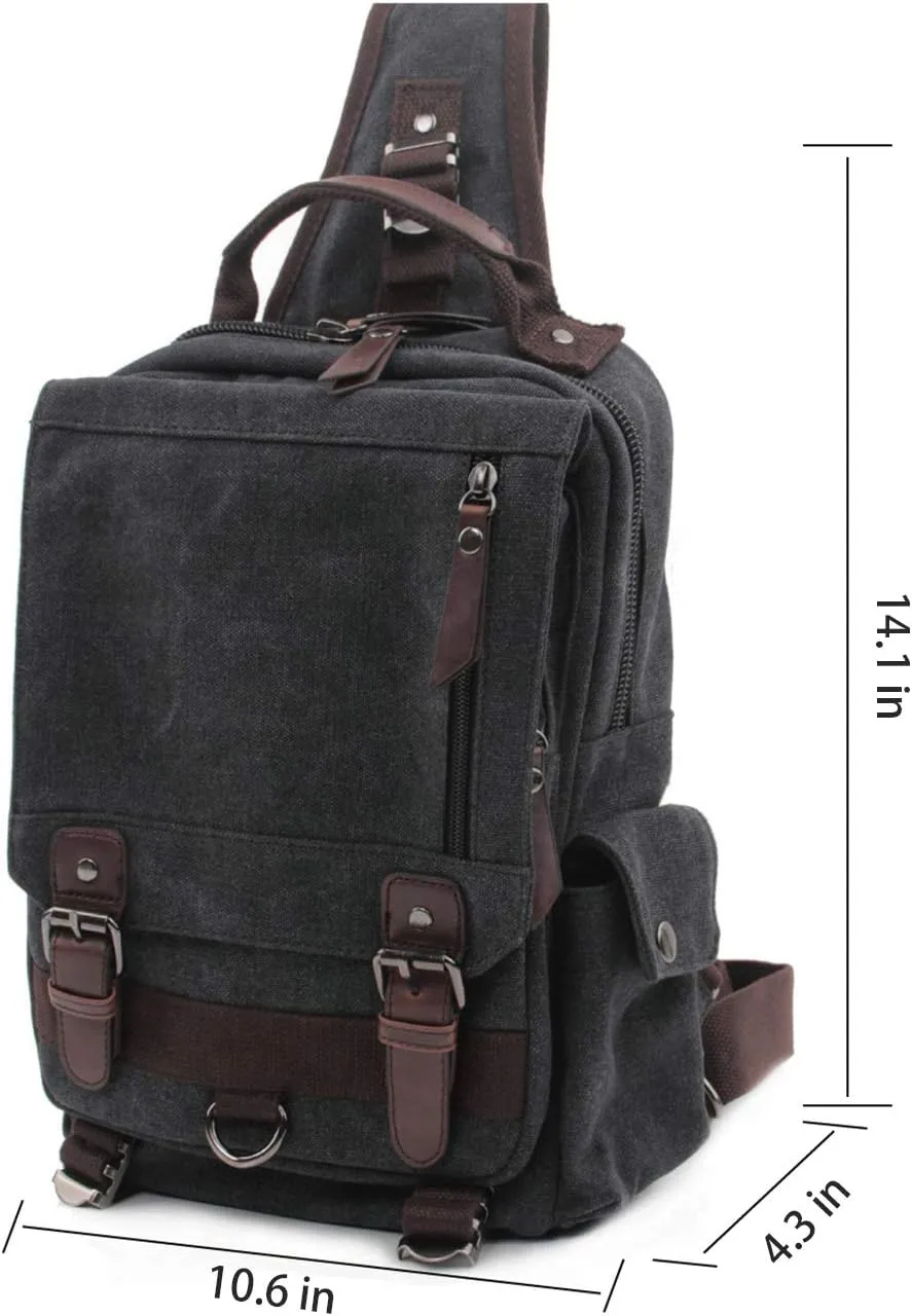 Canvas Cross Body Messenger Bag Shoulder Sling Backpack Travel Rucksack