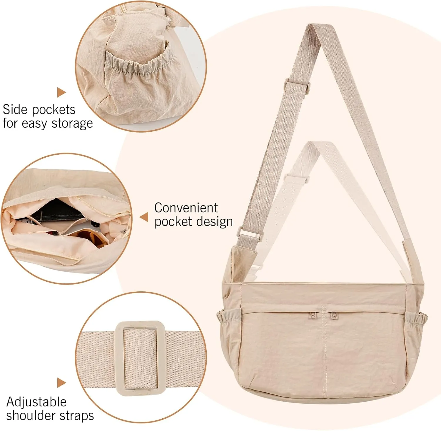 Canvas Crossbody Bag for Women, Shoulder Bag with Pockets, Casual Travel Messenger Bag