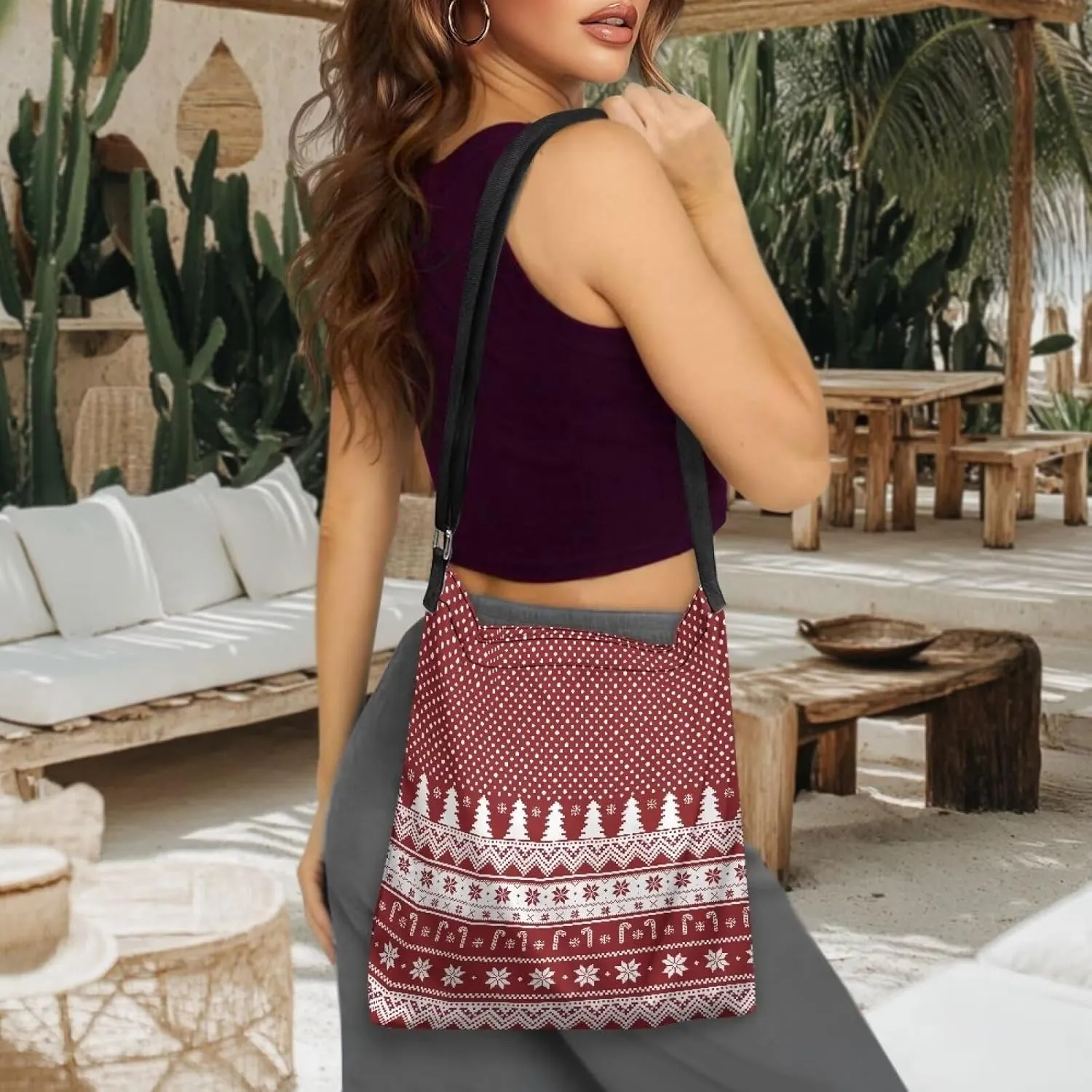 Canvas Crossbody Bag Women Shoulder Bag with Zipper Messenger Bag Storage Organizer with Strap Tote Bag with Pocket