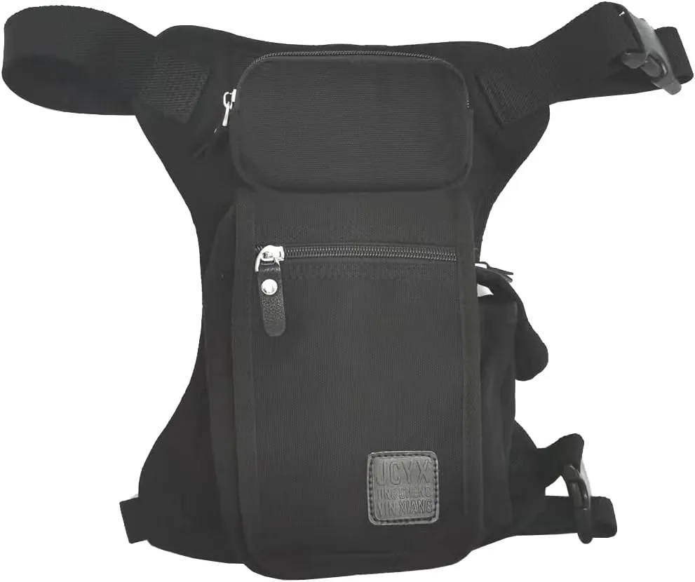 Canvas Drop Leg Bag Outdoor Waist Pack Thigh Bag for Men Women Travel Tactical Military Motorcycle Bike Cycling Multi-purpose Hip Bum Belt Leg Bags Pouch Black