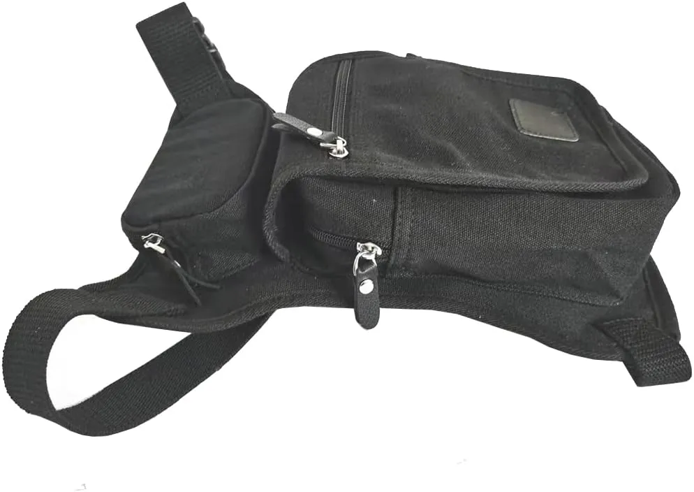 Canvas Drop Leg Bag Outdoor Waist Pack Thigh Bag for Men Women Travel Tactical Military Motorcycle Bike Cycling Multi-purpose Hip Bum Belt Leg Bags Pouch Black