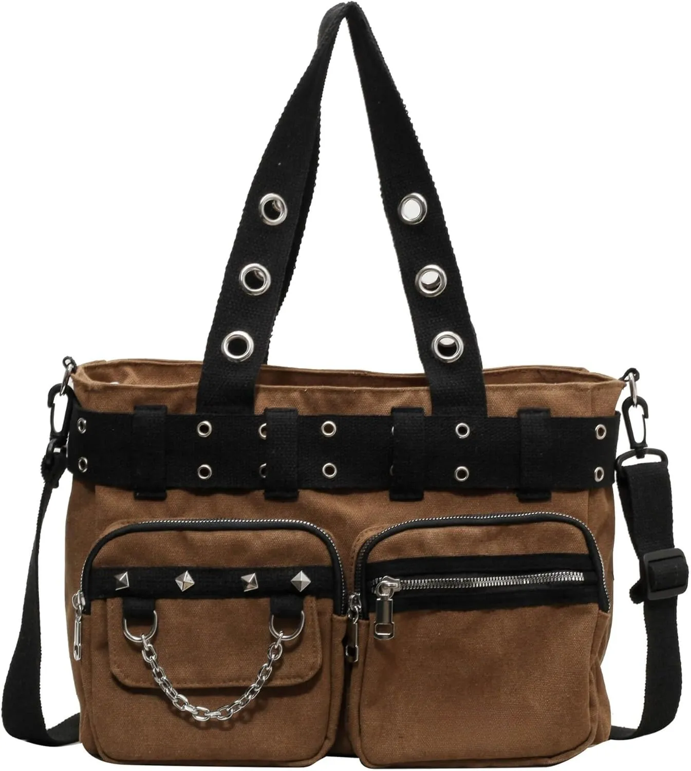 Canvas Grunge Gothic Crossbody Bag, Y2K Punk Messenger Bag for Women
