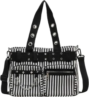 Canvas Grunge Gothic Crossbody Bag, Y2K Punk Messenger Bag for Women