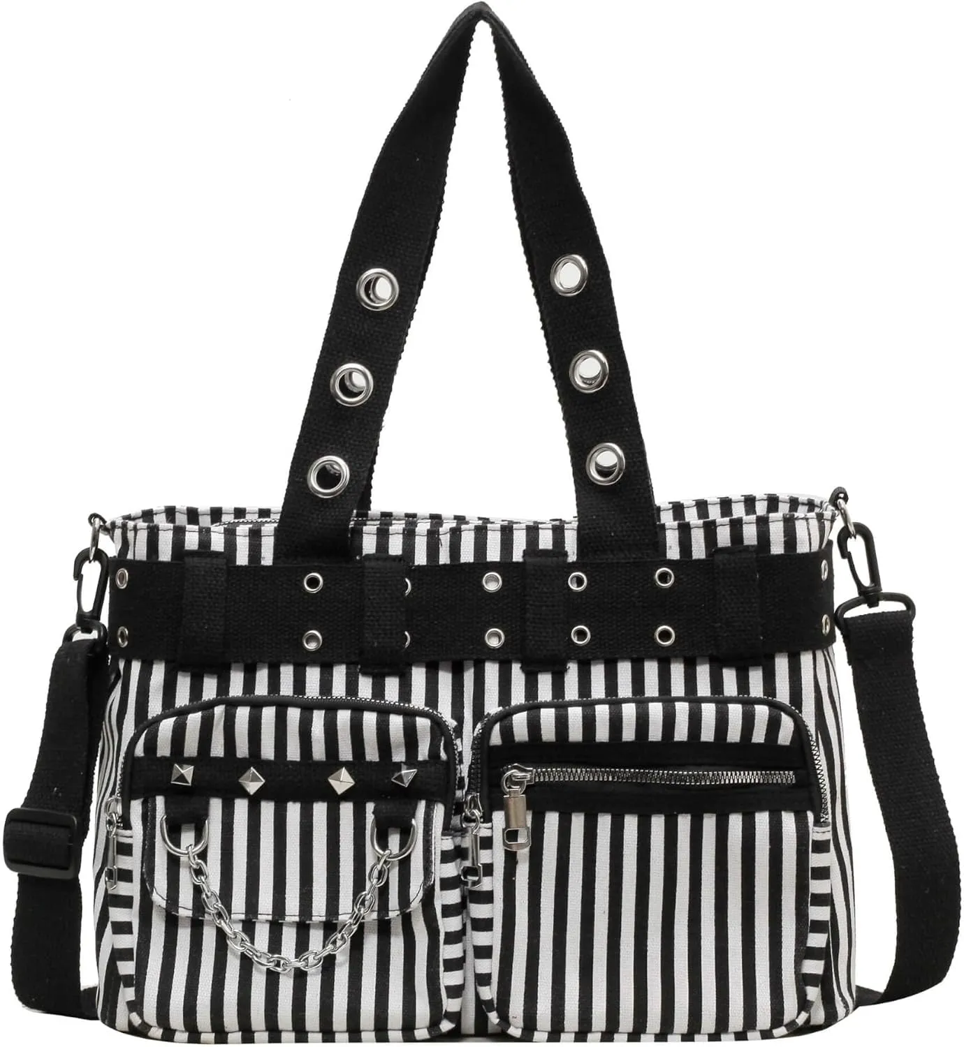 Canvas Grunge Gothic Crossbody Bag, Y2K Punk Messenger Bag for Women