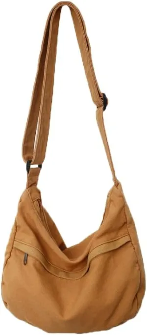 Canvas Messenger Bag Hobo Crossbody Bag for Women Shoulder Tote Handbag Vintage Aesthetic Travel Work