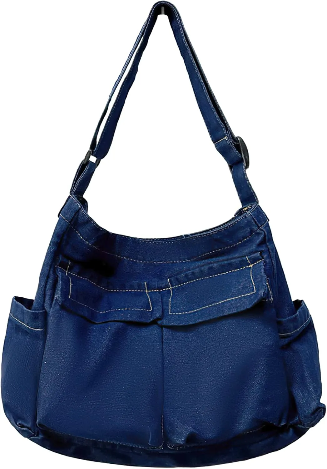 Canvas Messenger Bag Large Crossbody Bag Hobo Shoulder Handbags Multi Pocket Denim Tote Bag for Women and Men