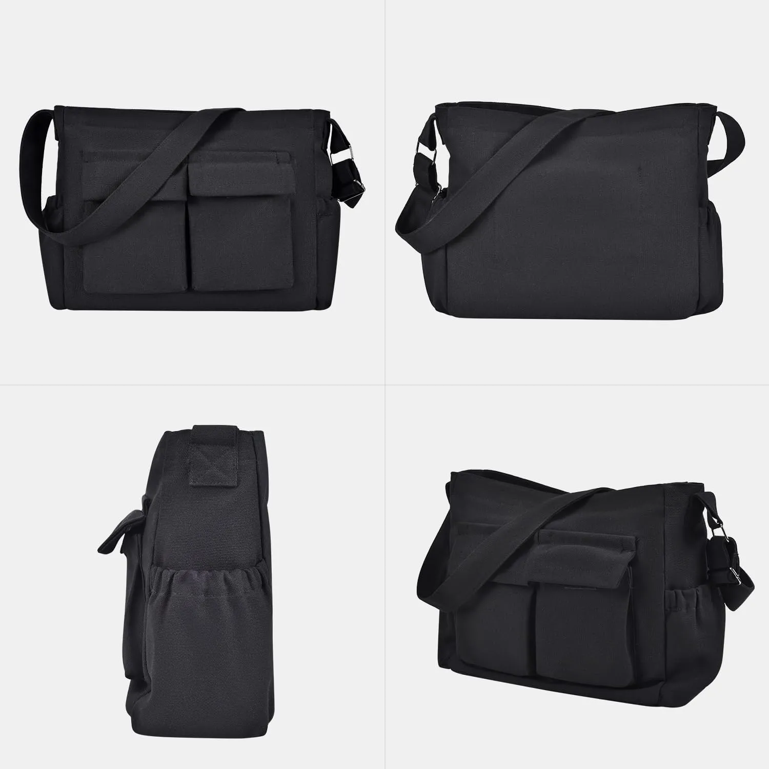 Canvas Messenger Bag Large Hobo Crossbody Bag with Multiple Pockets, Vintage Messenger Shoulder Bag for Men Women