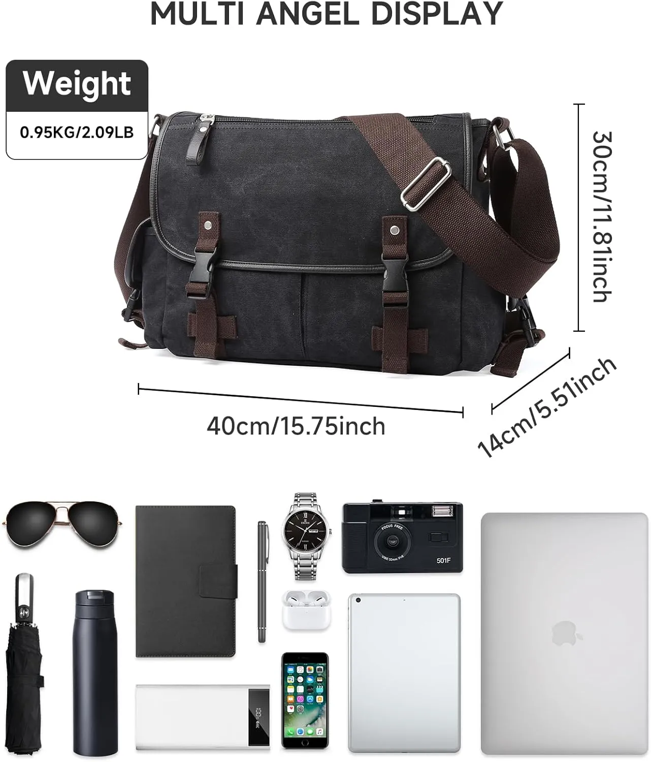Canvas Messenger Bag, Vintage Crossbody Bags for Men Women