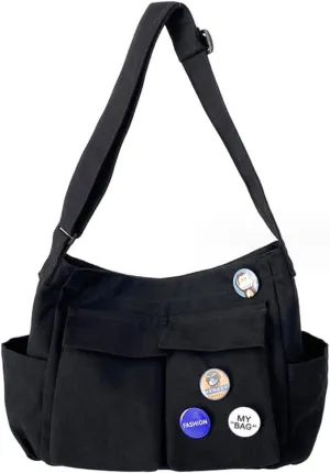 Canvas Messenger Bag with Pockets Vintage Hobo Crossbody Shoulder Bag Large Travel Tote Laptop Bag Cute Bag