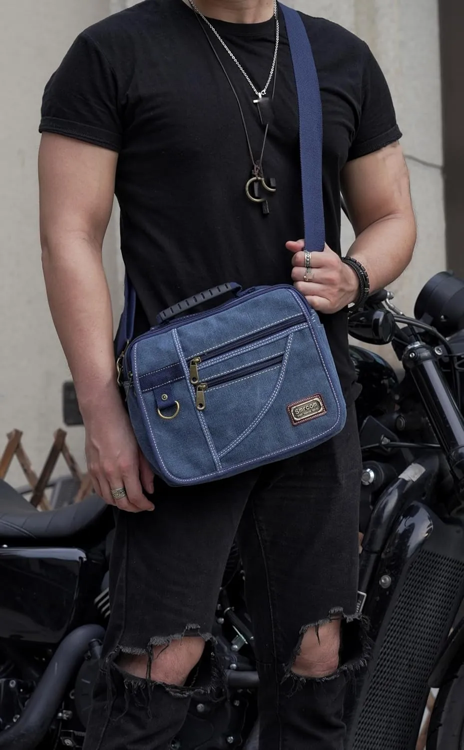 Canvas Purse - Small Crossbody Messenger Shoulder Work Travel Bag