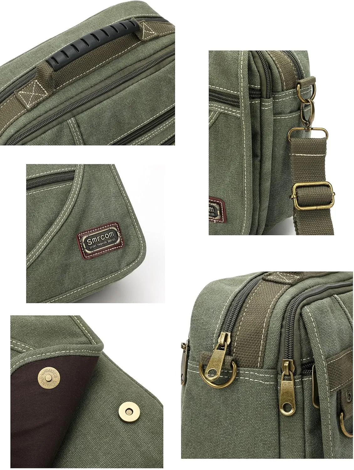 Canvas Purse - Small Crossbody Messenger Shoulder Work Travel Bag