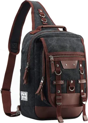 Canvas Shoulder Messenger Backpack Travel Rucksack Sling Bag Cross Body Messenger Bag