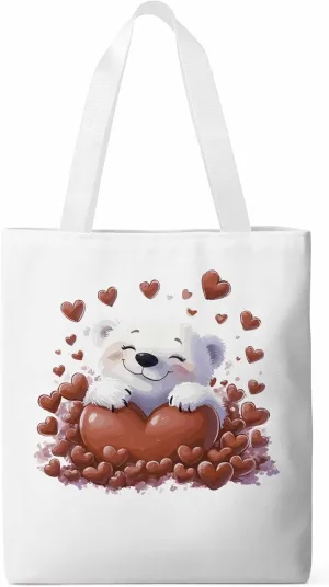 Canvas Tote Bag, Valentine's Day Aesthetic Canvas Tote Handbags for Women Shoulder Bag Cartoon Cute Animals
