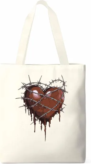 Canvas Tote Bag, Valentine's Day Aesthetic Canvas Tote Handbags for Women Shoulder Bag Thorns Love Heart