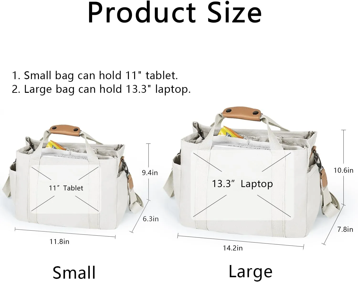 Canvas Tote Bag with Multiple Pockets for Women, Cute Crossbody Shoulder Bag Casual Hobo Messenger Purse Handbag