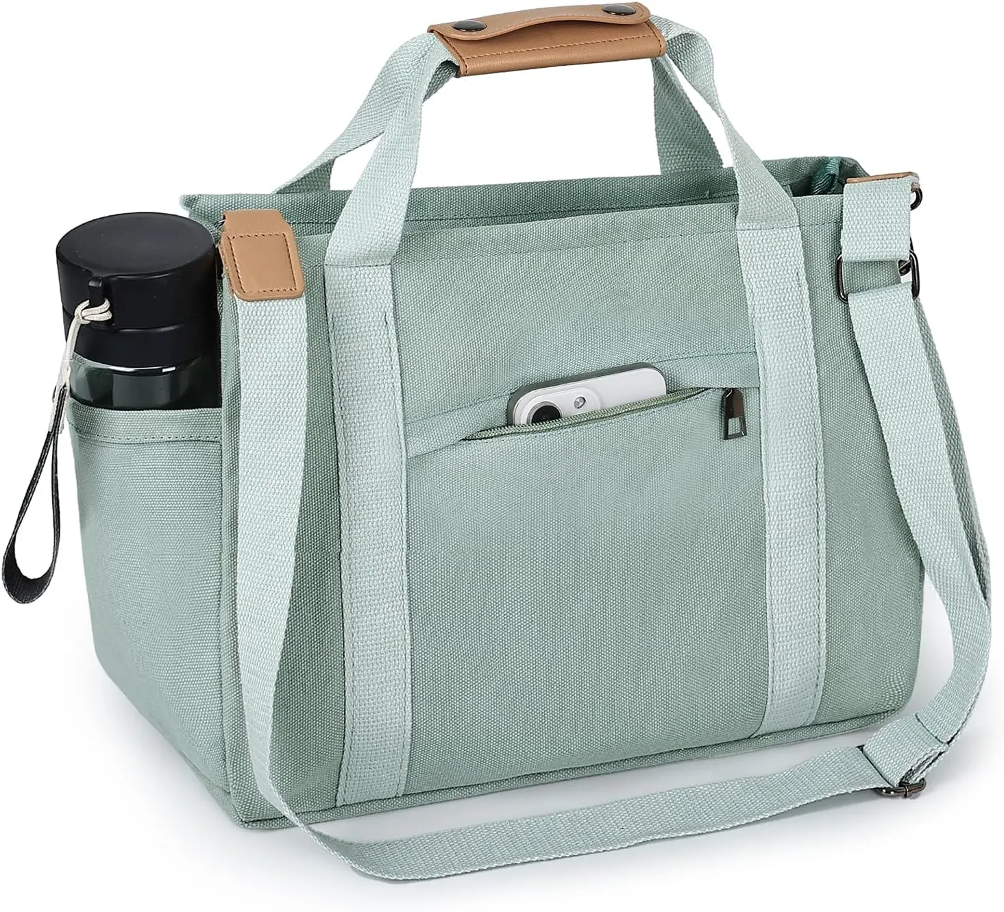 Canvas Tote Bag with Multiple Pockets for Women, Cute Crossbody Shoulder Bag Casual Hobo Messenger Purse Handbag