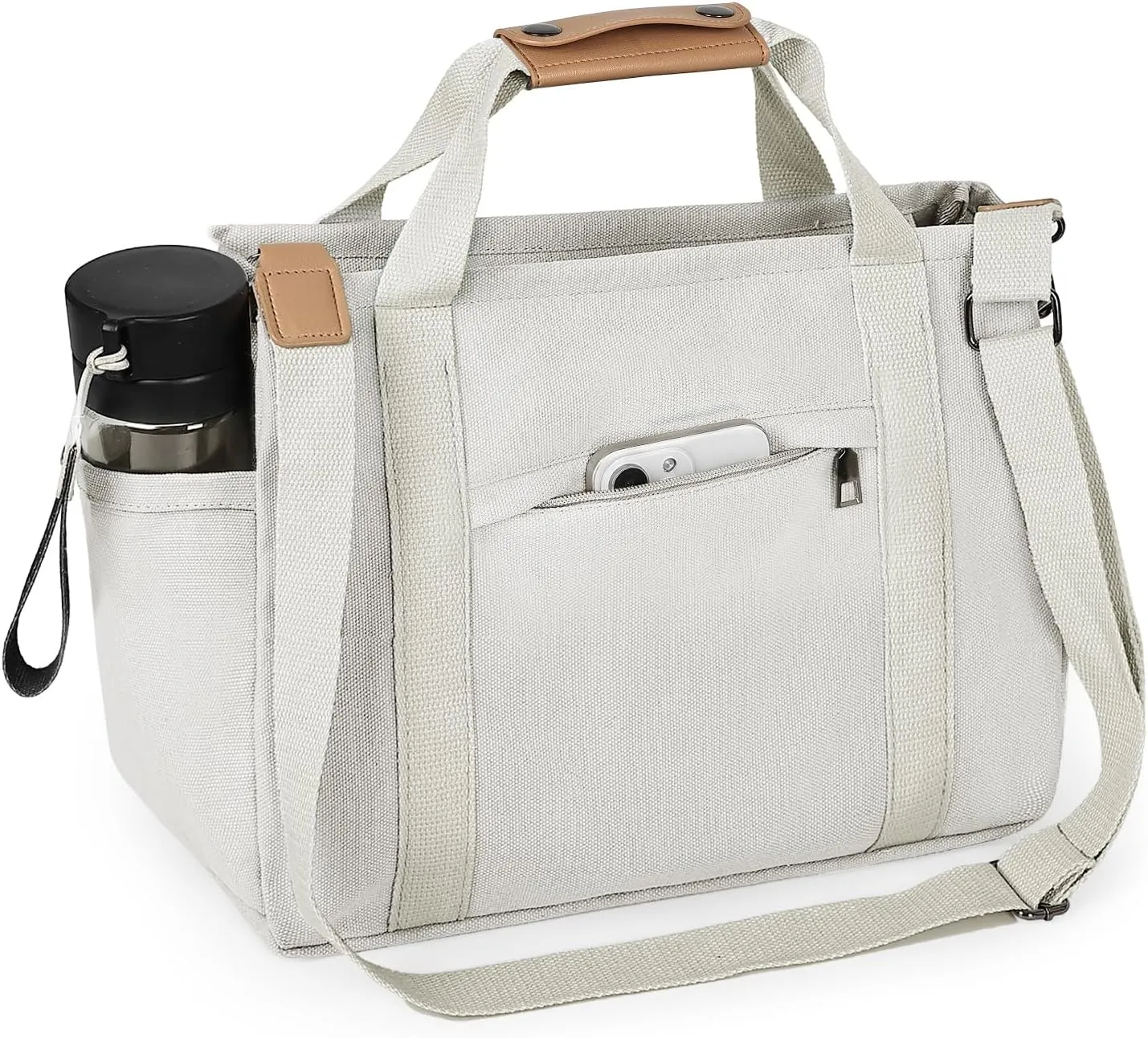 Canvas Tote Bag with Multiple Pockets for Women, Cute Crossbody Shoulder Bag Casual Hobo Messenger Purse Handbag