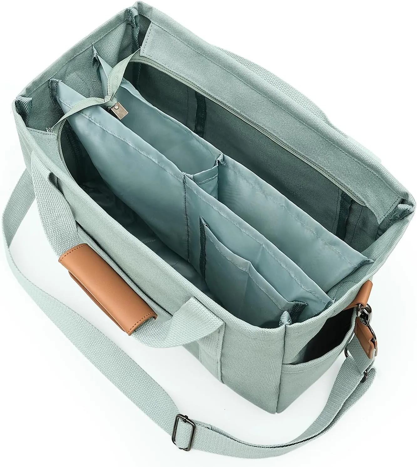 Canvas Tote Bag with Multiple Pockets for Women, Cute Crossbody Shoulder Bag Casual Hobo Messenger Purse Handbag