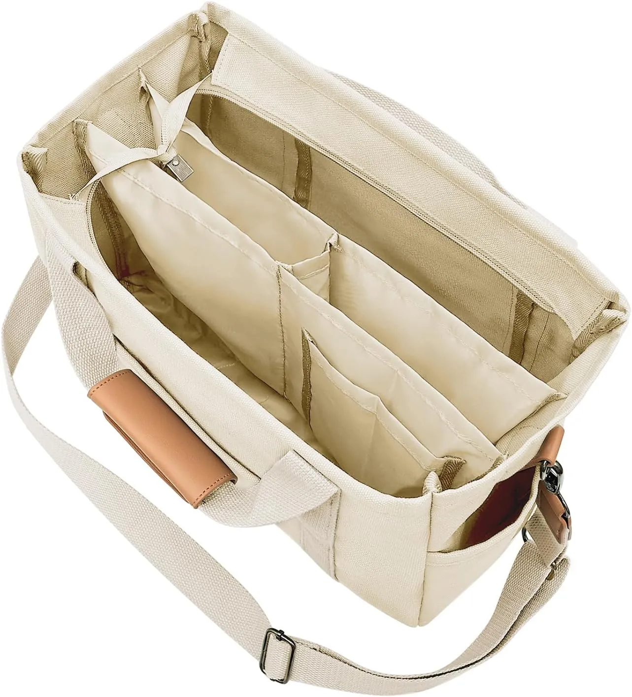 Canvas Tote Bag with Multiple Pockets for Women, Cute Crossbody Shoulder Bag Casual Hobo Messenger Purse Handbag