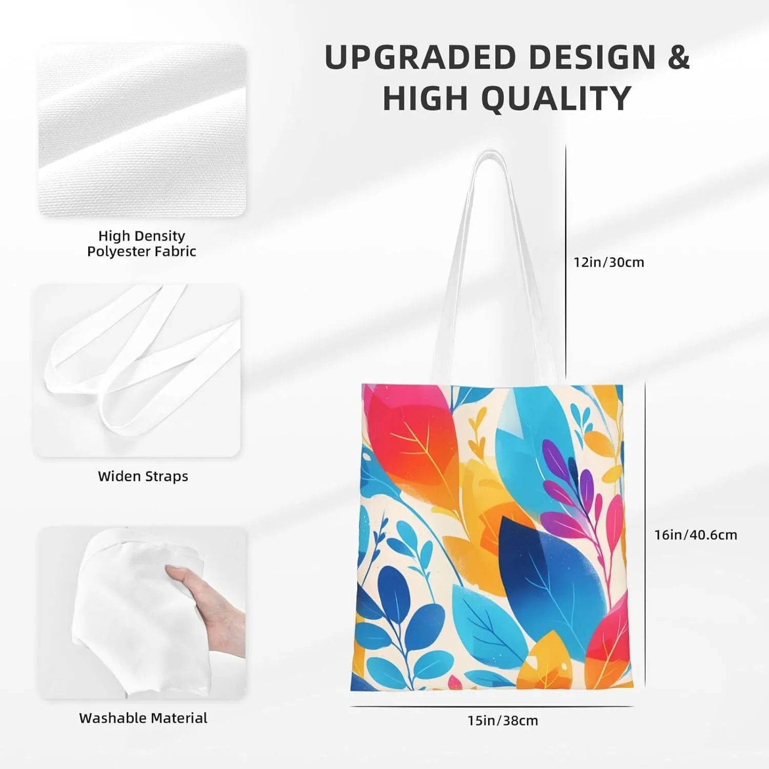 Canvas Tote Bag Women Casual Shoulder Bag Reusable Multipurpose Grocery Bag