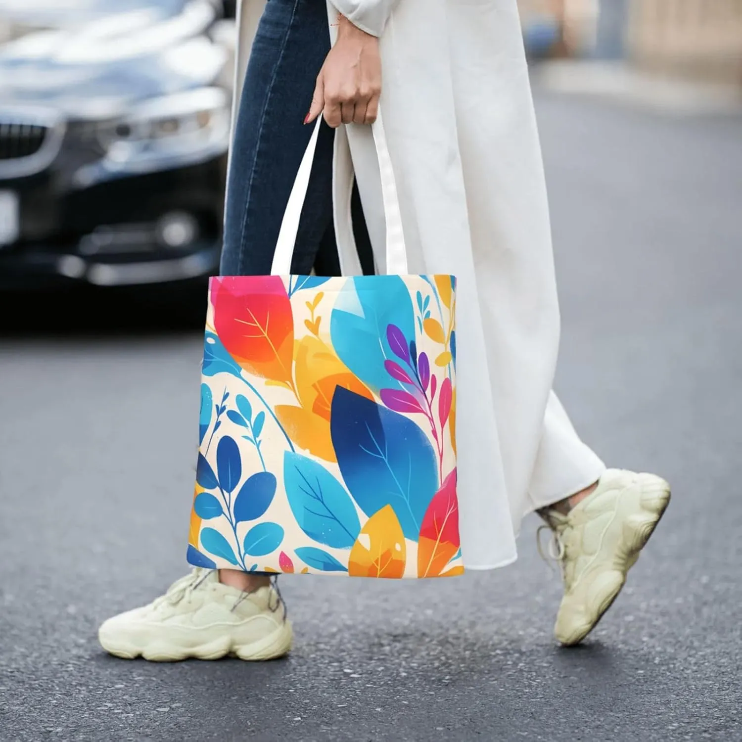 Canvas Tote Bag Women Casual Shoulder Bag Reusable Multipurpose Grocery Bag