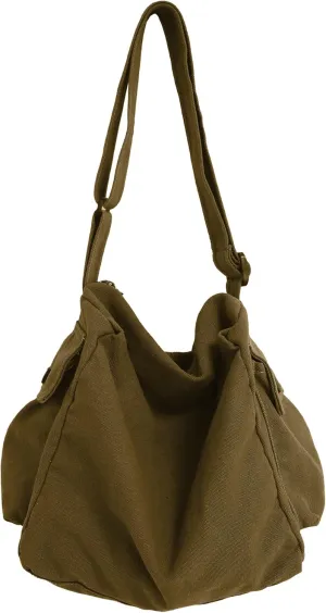 Canvas Tote Hobo Crossbody Messenger Bag with Multiple Pockets - Casual Shoulder Bag for Women & Men