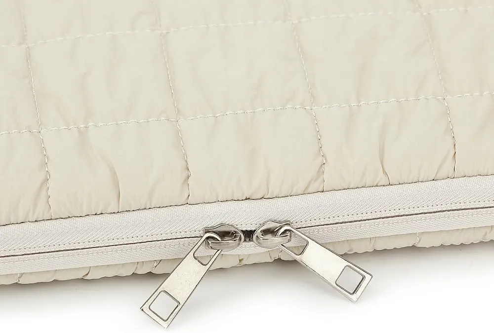 canvaslife360 Protective Puffy Laptop Sleeve Case Bag with Muti-Pockets Compatible with 15 inch 15.6 inch HP Lenovo Dell ASUS Acer Laptop Computer, Quilted Puffer Soft Laptop Case Bag (Beige)