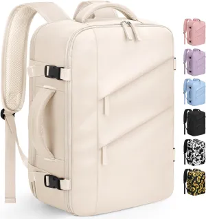 Capolo Travel Backpack for Women Men Waterproof Laptop Backpack Flight Approved Carry On Backpack Overnight Weekender Bag College Bookbag for Business, Work, Traveling Fits 15.6 '' Laptop,Beige