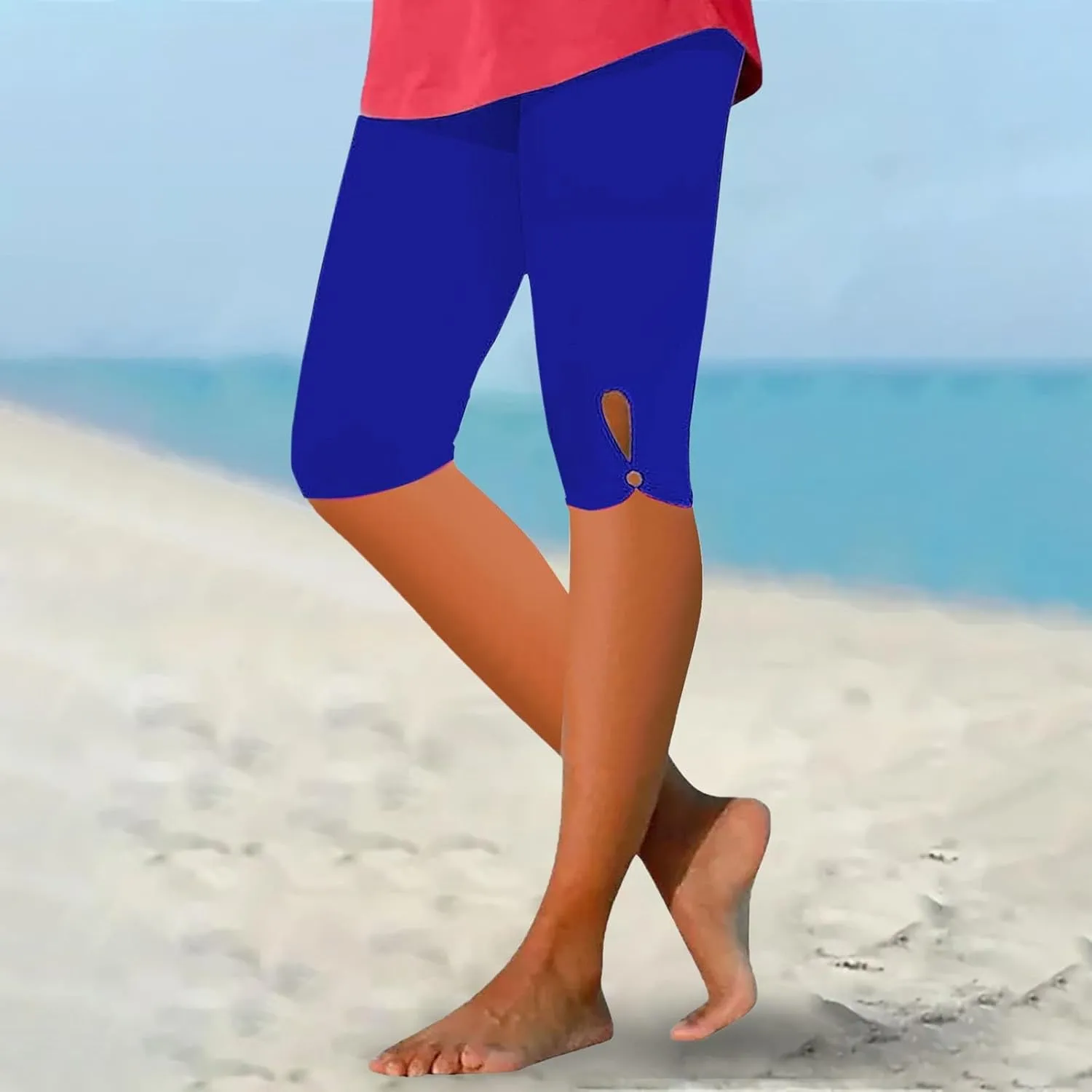 Capri Leggings for Women 2025 Tummy Control Knee Length Legging Summer Cropped Pants Casual Solid Comfy Yoga Pants