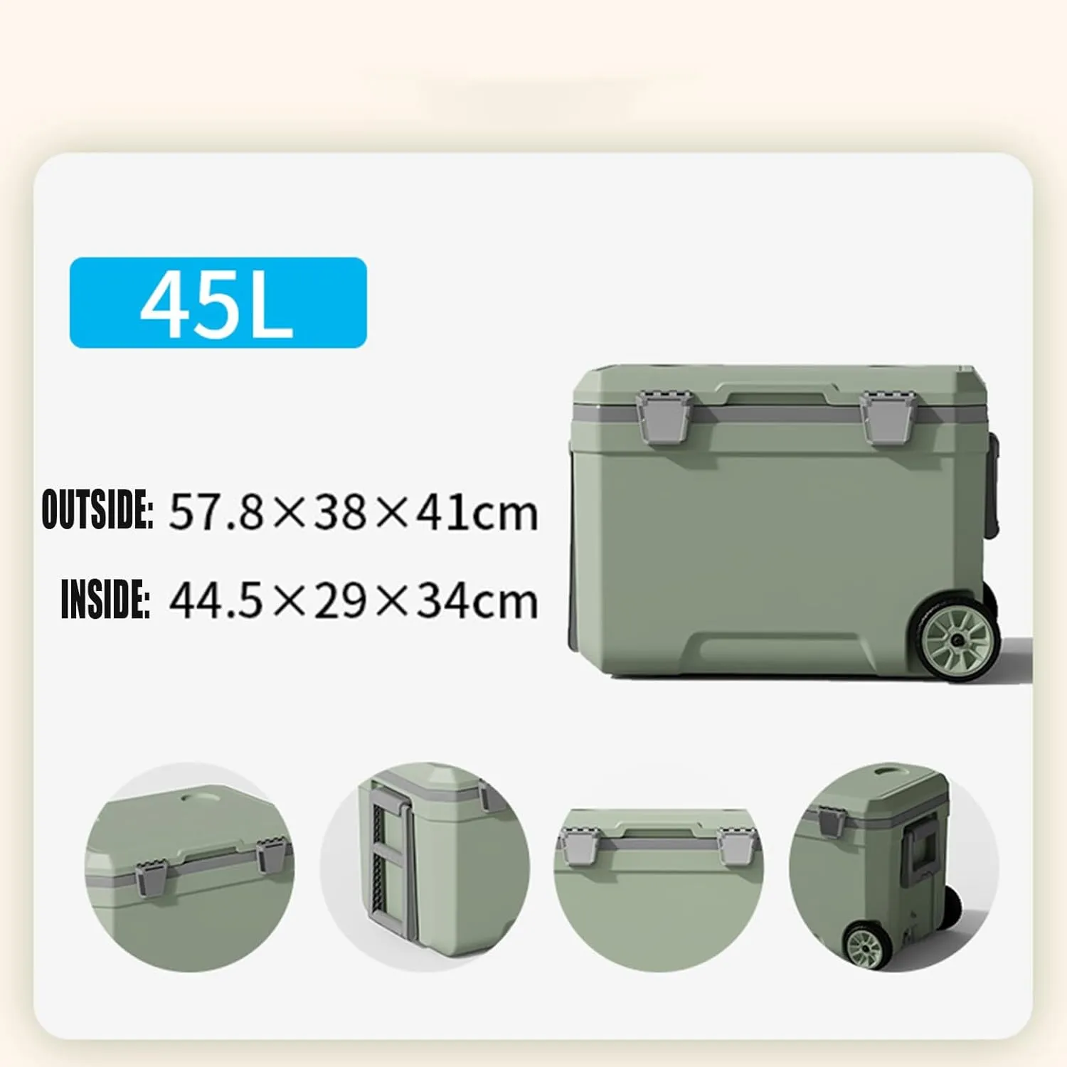 Car Camping Coolers for Ford C-Max/Fairlane/Fusion/Galaxie/Galaxy/Granada, Waterproof Portable Cooler, Leak Proof Picnic Insulated Bag, Ultra-Light Premium Ice Chest Box,A-Green-45L
