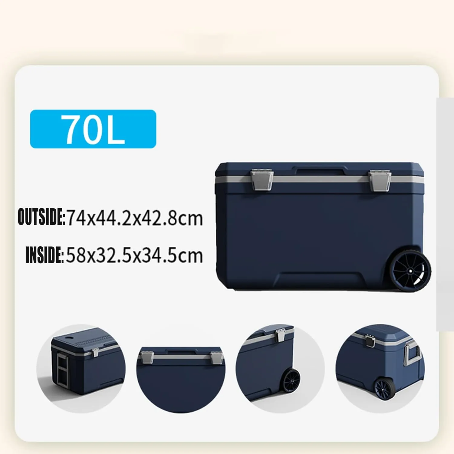 Car Camping Coolers for Ford Escort/Fiesta/Focus/Kuga/Mondeo/Mustang, Waterproof Portable Cooler, Leak Proof Picnic Insulated Bag, Ultra-Light Premium Ice Chest Box,C-Blue-70L