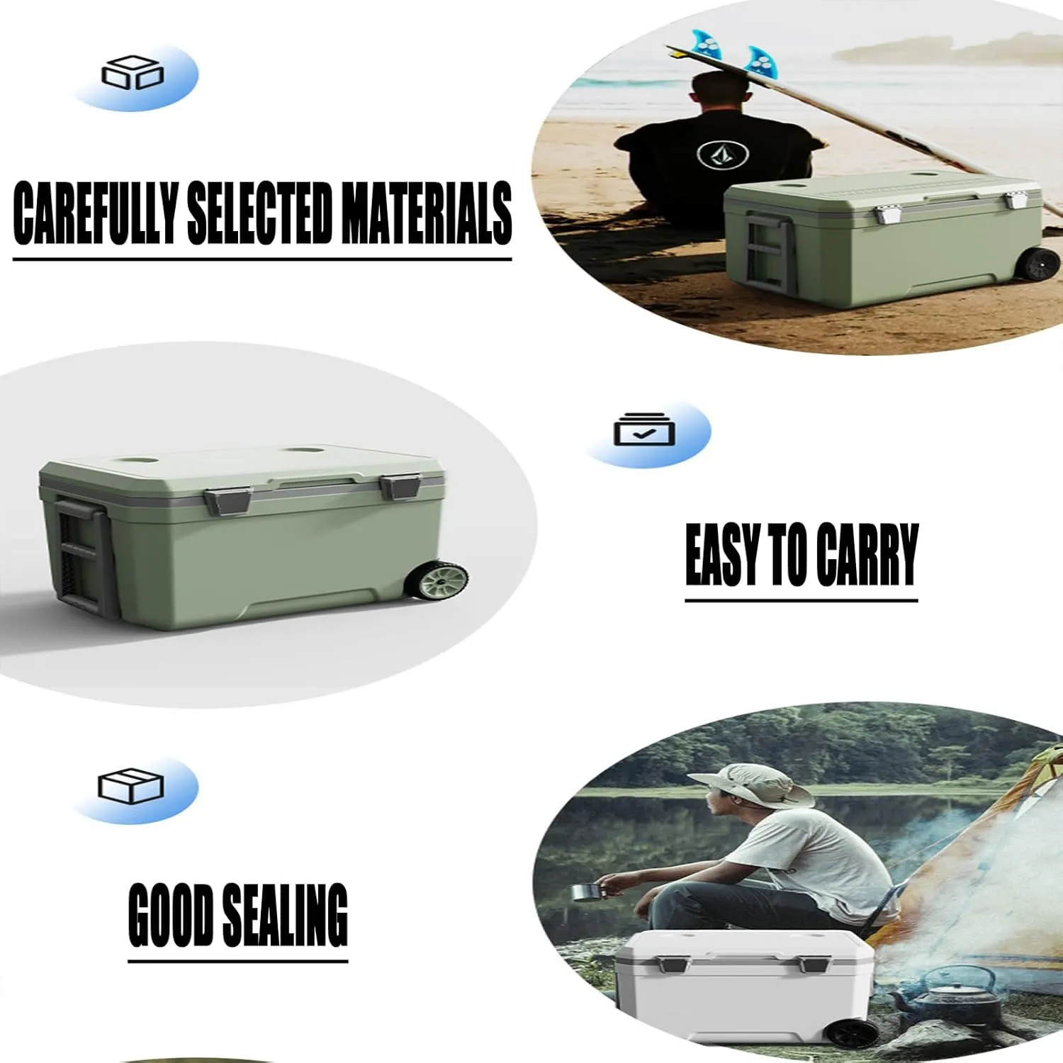 Car Camping Coolers for Volvo S40/S60/S40/S80/S90, Waterproof Portable Cooler, Leak Proof Picnic Insulated Bag, Ultra-Light Premium Ice Chest Box,B-White-45L