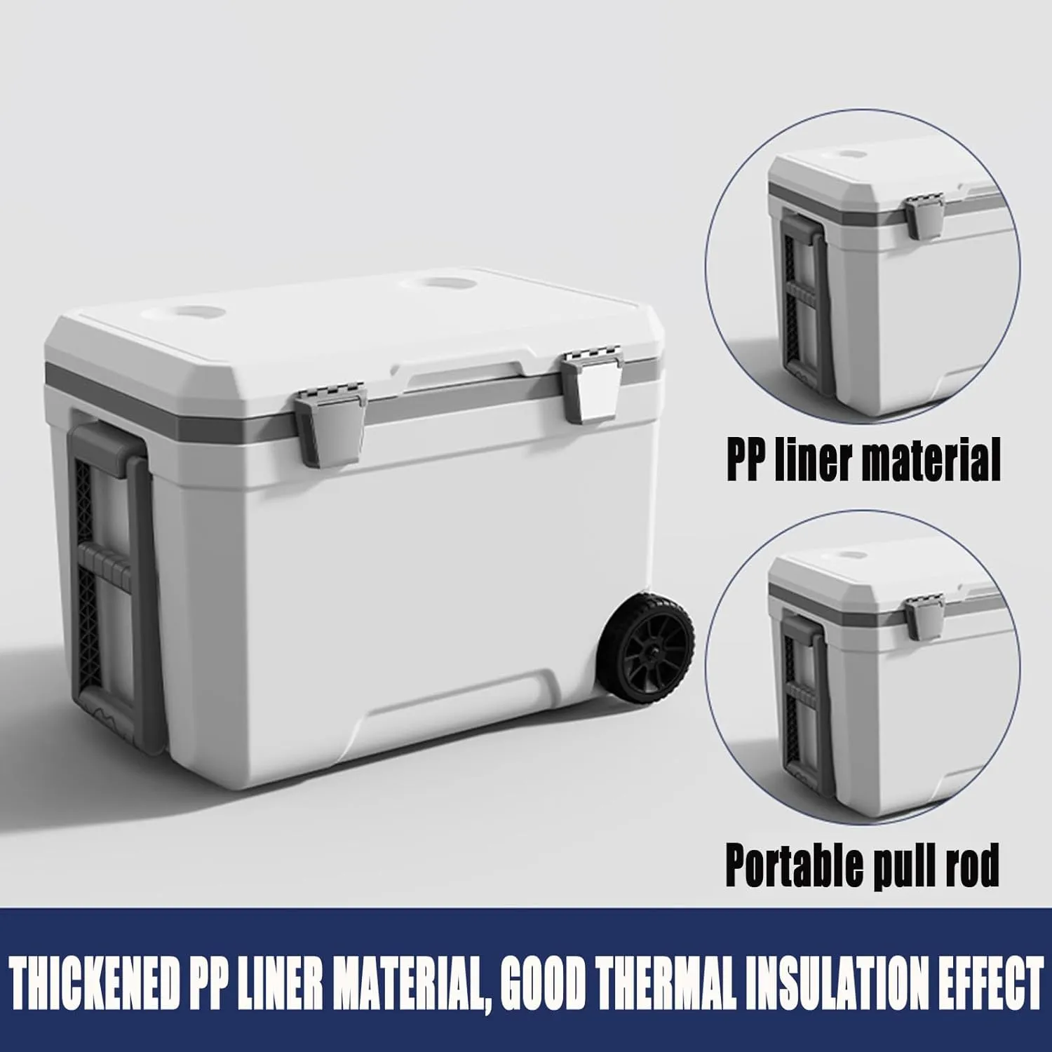 Car Camping Coolers for Volvo S40/S60/S40/S80/S90, Waterproof Portable Cooler, Leak Proof Picnic Insulated Bag, Ultra-Light Premium Ice Chest Box,B-White-45L