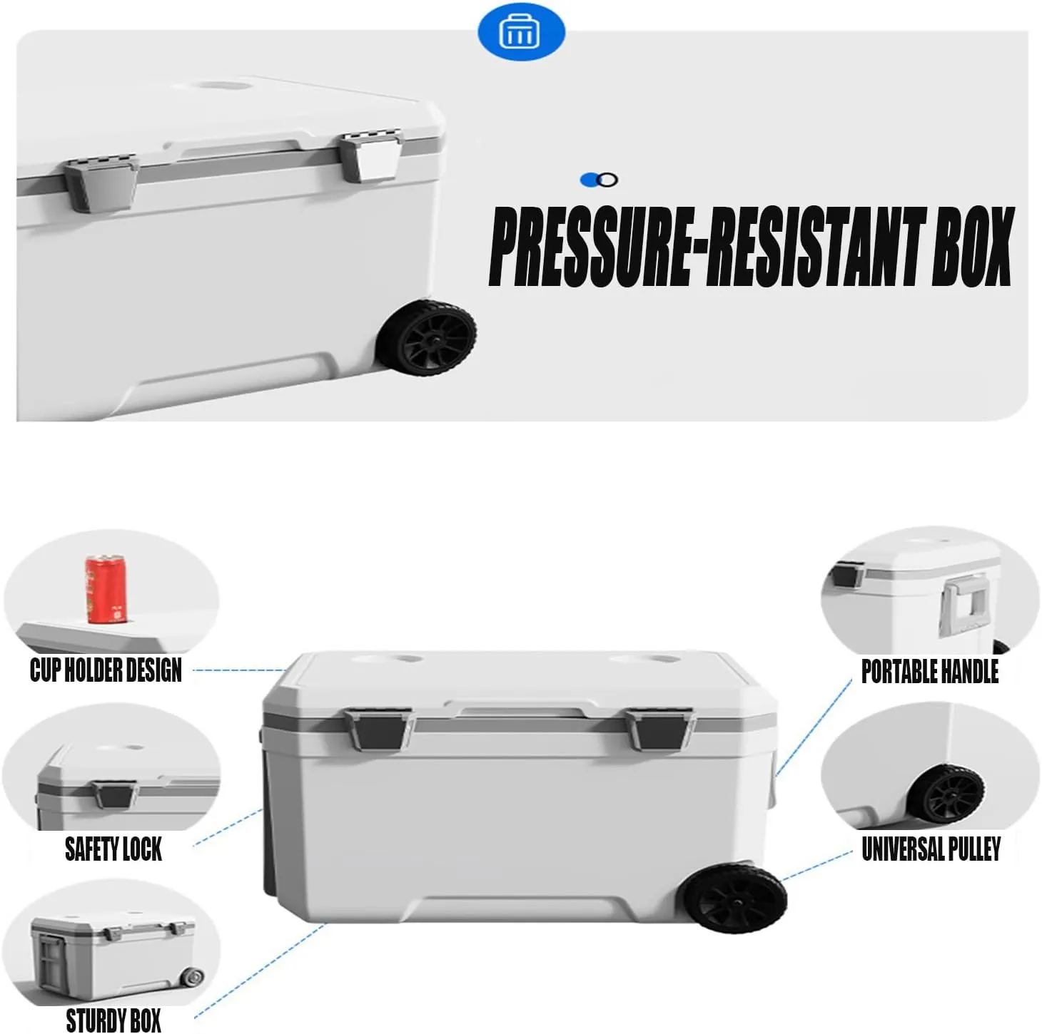 Car Camping Coolers for Volvo S40/S60/S40/S80/S90, Waterproof Portable Cooler, Leak Proof Picnic Insulated Bag, Ultra-Light Premium Ice Chest Box,B-White-45L