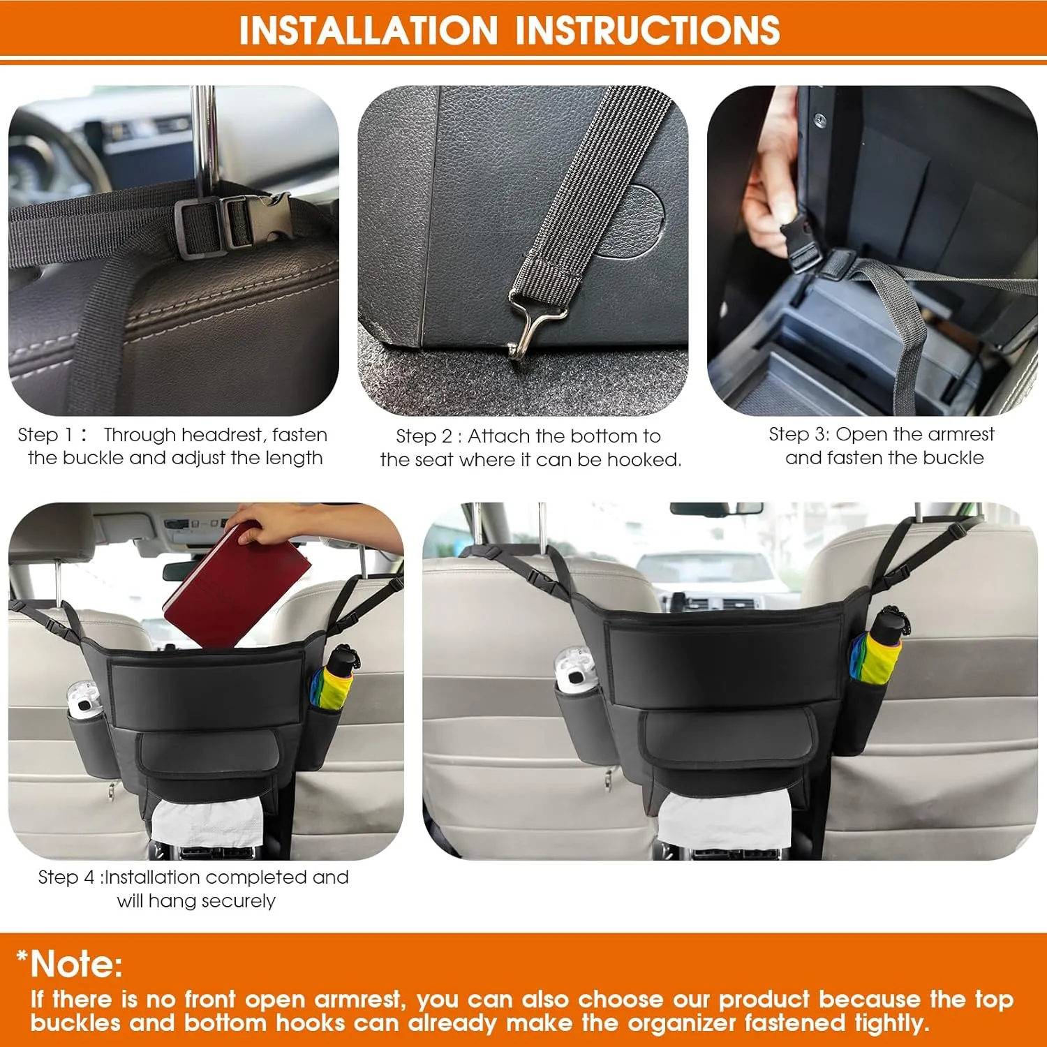 Car Purse Holder Between Seats, Car Seat Purse Handbag Holder, Automotive Consoles Organizers Storage Barrier Car Interior Accessories, Leather Large Capacity (Black)