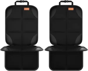 Car Seat Protector, 2Pack Seat Protector Protect Child Seats with Thickest Padding and Non-Slip Backing Mesh Pockets for Baby and Pet,Sedan SUV Truck (Black)