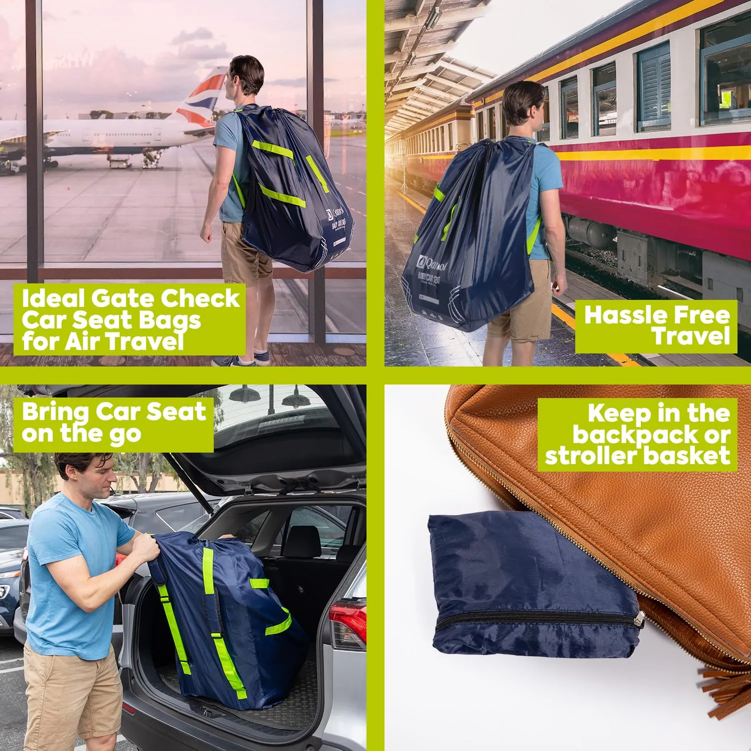 Car Seat Travel Bag for Airplane – Durable Back Pack Style Car Seat Bag, Car Seat Bags for Air Travel, Fits Convertible, Booster Car Seat, and Infant Carrier (Blue)