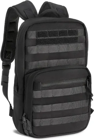 Cargo Works® 14" Black Tactical Laptop Backpack For Men, Small Backpack with MOLLE Attachments, EDC Compact Tactical Backpack